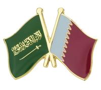 Saudi Arabia and Qatar Crossed Flags Enamel Diplomat Lapel Pin - 2.4 x 1.9 cm Metal Badge - International Friendship Accessory for Jackets, Hats, Backpacks, and More