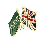 Saudi Arabia Arabian Arab Great Britain Union Jack GB United Kingdom UK Friendship Metal Country Flags Pin Badge