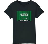 Saudi Arabia Barcode Style Flag - Childrens/Kids 100% Organic Cotton T-Shirt - Black - 5-6 Years