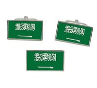 Saudi Arabia Flag Cufflinks and Tie Pin Set
