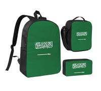Saudi Arabia Flag Print Breathable Backpack Set 3 in 1 Lunch Bag Practical Carrying Case for Snacks and Drinks