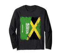 Saudi Arabia Jamaica Half Flag Saudi Arabian Jamaican Jersey Long Sleeve T-Shirt