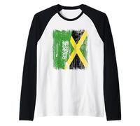 Saudi Arabia Jamaica Half Flag Saudi Arabian Jamaican Jersey Raglan Baseball Tee