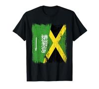 Saudi Arabia Jamaica Half Flag Saudi Arabian Jamaican Jersey T-Shirt