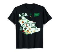 Saudi Arabia Map TShirt KSA tourist attractions cities flag T-Shirt