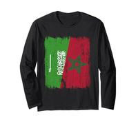 Saudi Arabia Morocco Half Flag Saudi Arabian Moroccan Long Sleeve T-Shirt