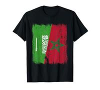 Saudi Arabia Morocco Half Flag Saudi Arabian Moroccan T-Shirt
