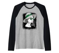 Saudi Arabian Flag Woman Sun Hat Travel Pride Raglan Baseball Tee