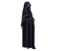 Saudi Chiffon First Class Quality Long Saudi Niqab Burqa Hijab Face Cover Veil Islam Islamic Jilbab (Black x White Satin), Black X White, One Size