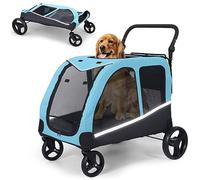 Saudism Dog Stroller for Large Dogs, Extra Large Pet Stroller for for Medium Dogs, Dog Stroller for 2 Dogs, Dog Wagon, Dog Carriage, Foldable Design, Adjustable Handle, with Pocket, Up to 160 lbs