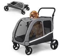 Saudism Dog Stroller for Large Dogs, Extra Large Pet Stroller for for Medium Dogs, Dog Stroller for 2 Dogs, Dog Wagon, Dog Carriage, Foldable Design, Adjustable Handle, with Pocket, Up to 160 lbs