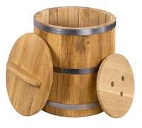 Sauerkraut Pot, 30 L, Oak, Cucumber Pot, Insert Container, Wooden Container for Pickling Vegetables (Tub), with Lid and Pressure Plate, Insert Pot, Fermentation Pot, Wooden Pot Made of Oak