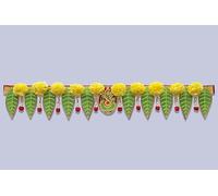 Saugat Traders Ganesh Pan Toran with Artificial Yellow Marigold Flower Door Toran for Entrance Door - Home Decoration - Main Door - Cloth Toran Bandhanwar 3 Feet