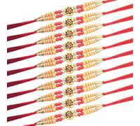 Saugat Traders OM Rakhi for Brother Set of 10 | Handmade Rakhi for Bhai, Beloved Brother | Religious Rakhi | Beads Rakhi for Bhaiya, Brothers, One Size, Plastic, Pearl