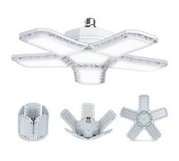 SAUGLAE 80W B22d LED Garage Bulbs, 650W Incandescent Bulbs Equivalent, 9000Lm, 6500K Daylight White, Deformable Lamp with 5 Adjustable Panels, Pack of 1