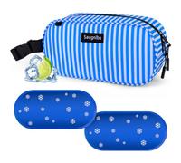 Saugnlbs Small Insulated Bag,Cool Bag Small,Mini Cool Bag,Freezable Lunch with 2 Ice Packs for Work School Travel,Freezable Snack Box for Adults,10“ x 4”x 5”Round,Blue-Stripes