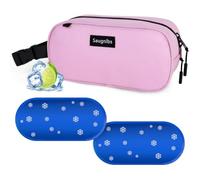 Saugnlbs Small Insulated Bag,Cool Bag Small,Mini Cool Bag,Freezable Lunch with 2 Ice Packs for Work School Travel,Freezable Snack Box for Adults,10“ x 4”x 5”Round,Pink