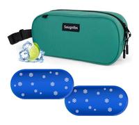 Saugnlbs Small Insulated Bag,Cool Bag Small,Mini Cool Bag,Freezable Lunch with 2 Ice Packs for Work School Travel,Freezable Snack Box for Adults,10“ x 4”x 5”Round,Green