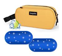 Saugnlbs Small Insulated Bag,Cool Bag Small,Mini Cool Bag,Freezable Lunch with 2 Ice Packs for Work School Travel,Freezable Snack Box for Adults,10“ x 4”x 5”Round,Yellow