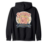 Saugut German Happy Pig Pun Zip Hoodie