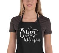 Saukore Funny Aprons for Women, Kitchen Chef Cooking Apron, Cute Baking Gift for Bakers, Queen of The Kitchen Apron, Birthday Housewarming Gifts for Wife Mom Sister Aunt Grandma