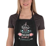 Saukore Funny Baking Aprons for Women Men, Cute Baking Gifts for Bakers, Kitchen Cooking Aprons with 2 Pockets, Birthday Housewarming Gifts for Wife Mum Sister Aunt Grandma