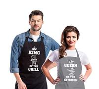 Saukore Funny Cooking Aprons for Couple with 2 Large Pockets - Anniversary, Wedding, Engagement & Bridal Shower Gifts