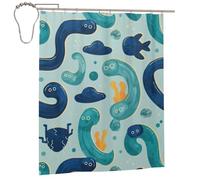 Sauna Bath Curtain, Ocean-themed Print with Wave Pattern, Waterproof Recycled Polyester Fabric for Steam Room (I)