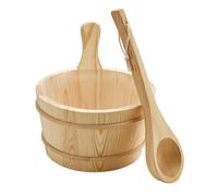 Sauna Bucket and Ladle - 4L Wooden Large Capacity Universal Bathing Accessories, Spa Accessory Water Buckets | Home Hotel House Apartment Bathrooms Finnish Saunaa Session Steaming Supplies