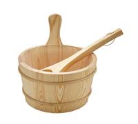 Sauna Bucket and Ladle Set, Wooden Bath Accessories, Wooden Steam Bath Scoop, Comfortable Handle, Classic Aesthetic, 22 Cm/8.66 Inches, for Home Steam Bathing