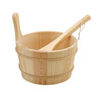 Sauna Bucket and Ladle - Wood PP 4L 26cm | Sauna Wooden Bucket | Sau-na Water Bu-cket Wood Ladle Kit Barrel Set for Garden Hotel Outdoor Backyard House Steam Bathing Apartment Home