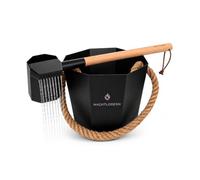 Sauna Bucket and Trowel with Rain Effect - Stainless Steel Sauna Bucket in Octagon Design & Sauna Trowel with Rain Function - Modern Sauna Accessories & Infusion Bucket Set for the Perfect Sauna