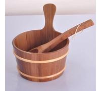 Sauna Bucket Set Cedar Wood with Sauna Bucket Including Insert and Sauna Ladle，Sauna Accessories, Sauna Bucket