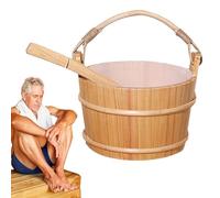 Sauna Bucket Set, Wooden Ladle Kit, 11.81x8.66in Portable Spa Accessories, Handmade Barrel Spoon, Body Relaxation Tool for Shower & Sweating, Home Sauna Experience