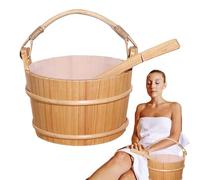 Sauna Bucket, Wooden Barrel Ladle, Portable Sauna Accessories Kit, Handmade Spa Tool Set, Natural Wood Material, 11.81x8.66x6.3in, Ideal for Shower, Body Relaxation, Sweating