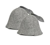 SAUNA GURU Grey Sauna Hat Pack of 2, 100% Organic Wool Felt Hats for Russian Banya - Protect Your Head from Heat - English Sauna eBook Guide Included