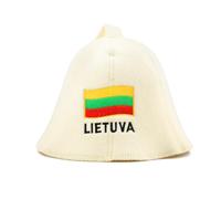 SAUNA GURU Natural Sauna Hat 'Lithuania' White - 100% Organic Wool Felt Sauna Hat for Men and Women for Russian Banya - Protects Head from Heat - eBook Guide Included - Embroidered