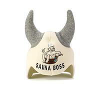 SAUNA GURU Sauna Boss Horns Hat, 100% Organic Wool Felt Sauna Cap, Banya Hat Sauna Hair Protector, Sauna Accessories Embroidered Hat, Sauna Accessory, Sauna Gifts for Men and Women, Russian Sauna Hat