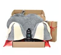 SAUNA GURU Sauna Gift Set - 2 Sauna Hats, 2 Premium Seat Cushions Made of Wool Felt and Eucalyptus Sauna Infusion - Natural Sauna Accessory Set for Relaxation, Wellness & Spa - Gift Idea for Sauna