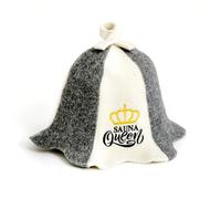 Sauna Guru Sauna Hat 'Sauna Queen' White - 100% Organic Wool Felt Hats for Russian Banya - Protect Your Head from Heat - English Sauna eBook Guide Included - with Embroidery