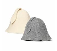 SAUNA GURU White and Grey Sauna Hat Pack of 2, 100% Organic Wool Felt Hats for Russian Banya - Protect Your Head from Heat - English Sauna eBook Guide Included
