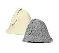 SAUNA GURU White and Grey Sauna Hat Pack of 2, 100% Organic Wool Felt Hats for Russian Banya - Protect Your Head from Heat - English Sauna eBook Guide Included
