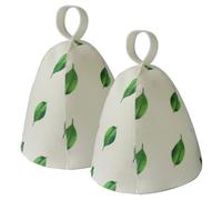 Sauna Hat, 2PCS Heat-Resistant Breathable Wool Sauna Cap, Foldable Banya Hat, Tree Leaf Pattern Cap for Women Men, Wool