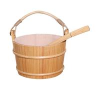 Sauna Ladle & Bucket Set - Portable Wooden Barrel Spoon Tool Kit, Handmade Spa Accessories | Shower Body Relaxation Sweating Steam Room Water Pourer Birch Rustic Finnish Style Heat Resistant Du