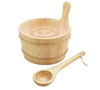 Sauna Set - 4000 ml Sauna Wooden Bucket Set, 22 cm / 8.66 Inch Waterproof 4L Bucket with Handle Shower Accessories Wooden Bath Tools for Home Garden Outdoor Steam Bath