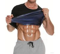 Sauna Shirt for Men Sweat Suit Waist Trainer for Men Short Sleeve Compression T-Shirt Body Shaper Workout Gym Exercise Top