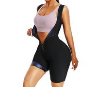 Sauna Suit for Women Weight Loss Waist Trainer Vest Workout Sweat Suits Sauna Jumpsuits Slimming Full Body Shaper Zipper Gym Workout Top (L)