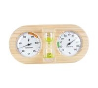 Sauna Thermometer and Hygrometer, 3-in-1 Wooden Sauna Accessories Gauge with 15-Minute Sand Timer, Mechanical Pine Wall Mount for Room Monitoring, Green, Thermometer