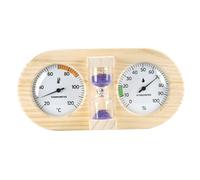 Sauna Thermometer and Hygrometer 3 in 1 Wooden Sauna Accessories Gauge with 15 Minute Sand Timer Mechanical Pine Wall Mount Ideal for Room Monitoring Purple