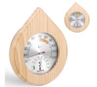 Sauna Thermometer Hygrometer 2 in 1, Wood Sauna Thermo-Hygrometer, Wooden Sauna Thermometer and Hygrometer with High Accuracy, Water Drop Shape, for Spas, Saunas, and Steam Rooms.
